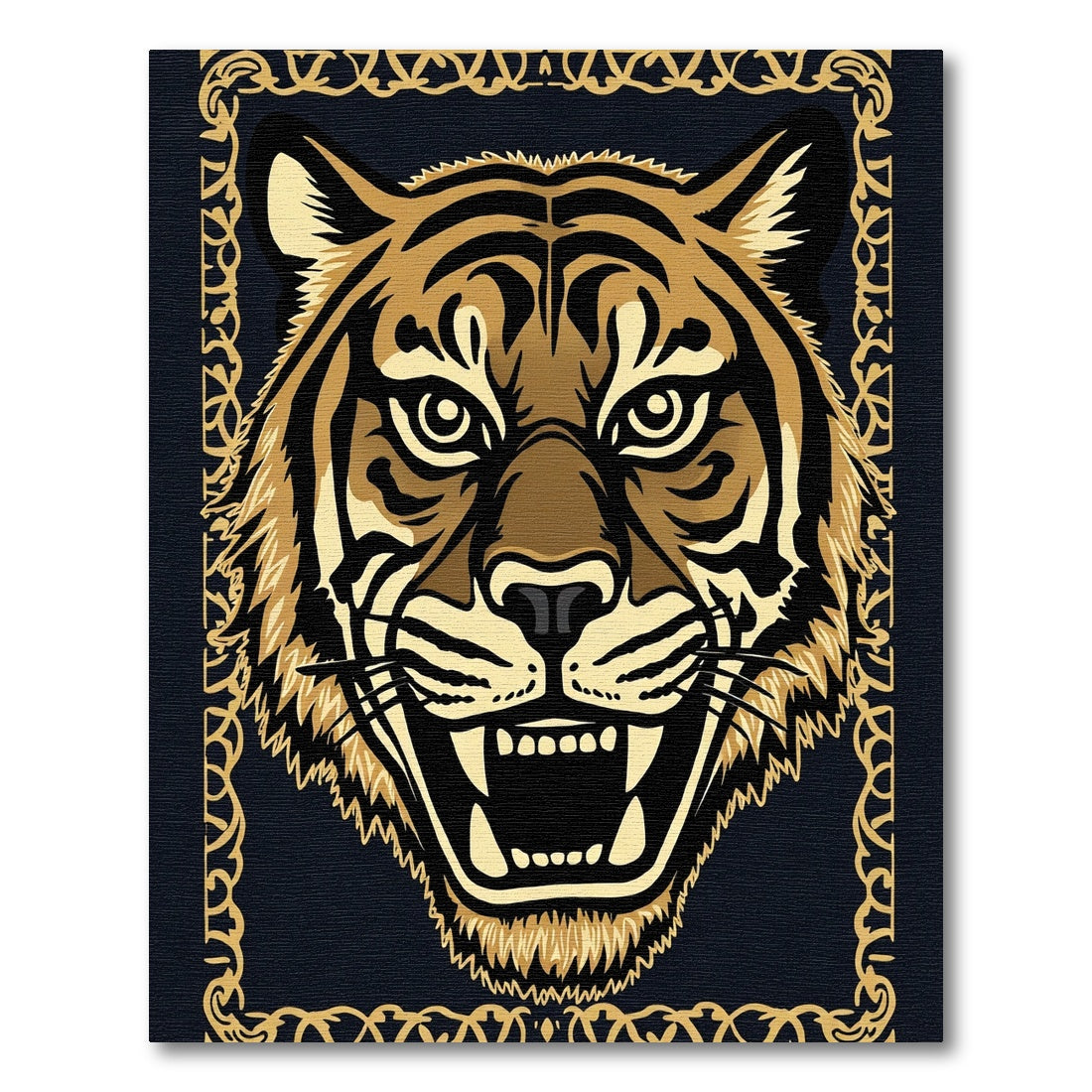 Magnificent Tiger Face Golden Border Rug