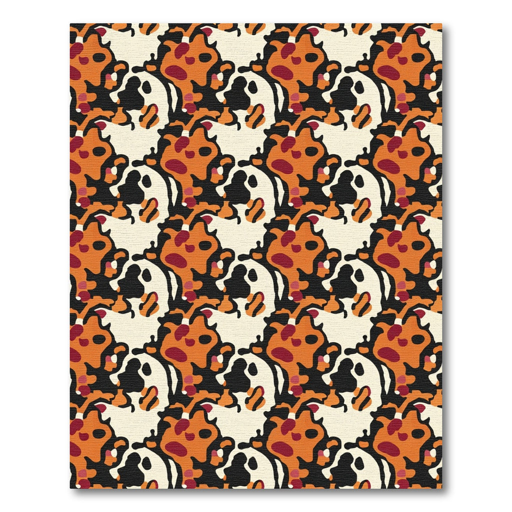 Abstract Orange Black Cream Spots Rug