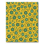 Golden Teal Floral Vine Rug