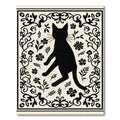 Black Cat Floral Vine Border Design Rug