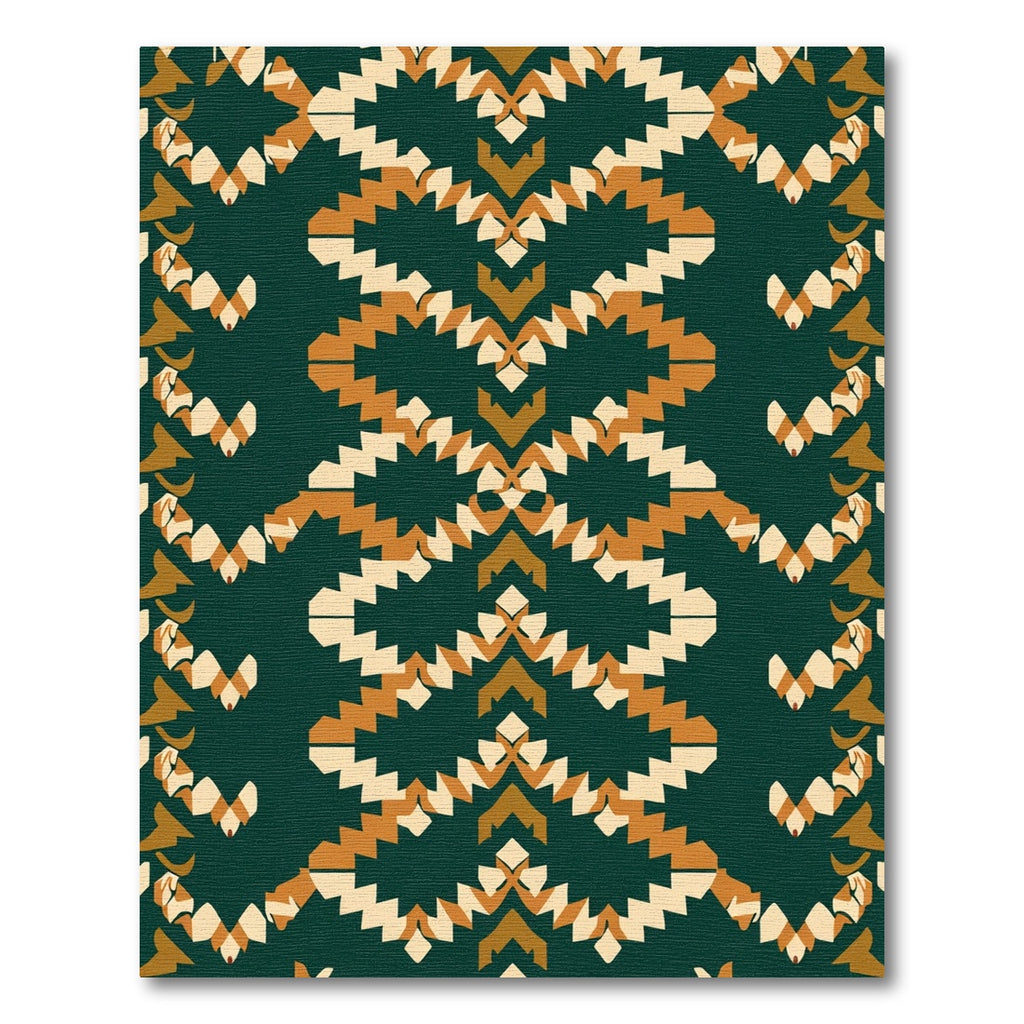 Emerald Geometric Sunburst Medallion Rug