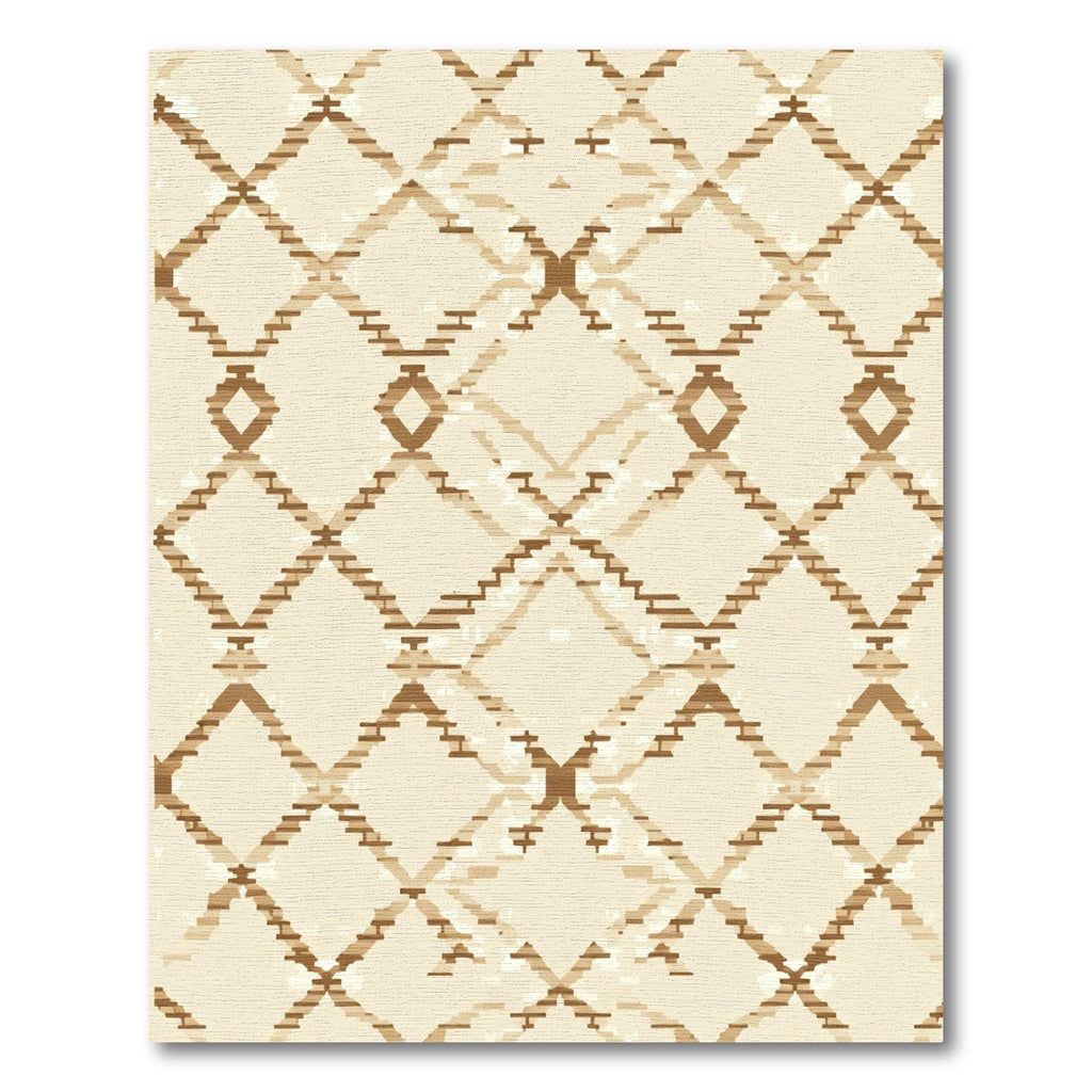 Tan Diamond Geometric Lattice Rug
