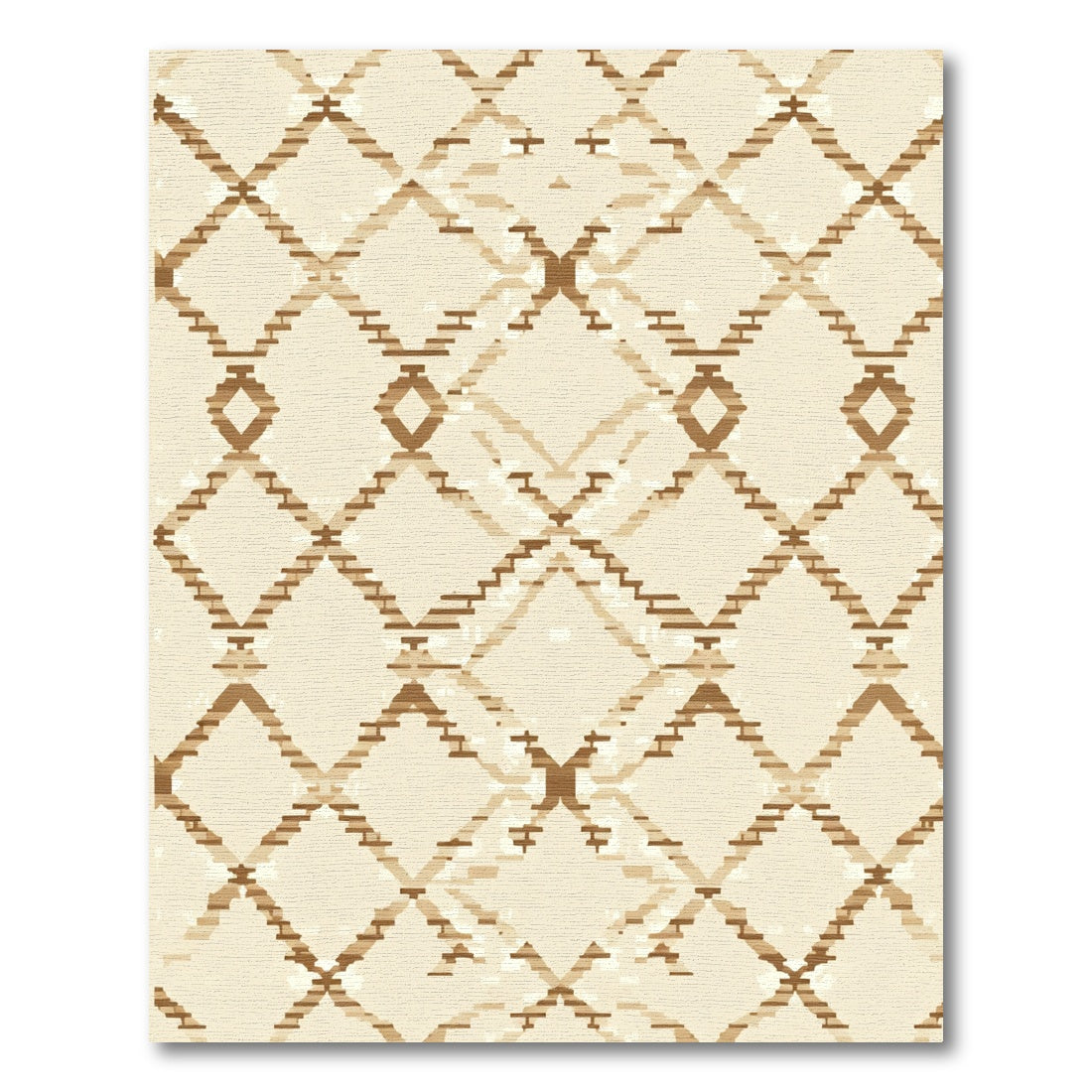 Tan Diamond Geometric Lattice Rug
