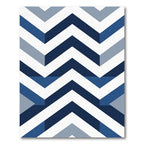 Naval Blue Geometric Chevron Zigzag Rug