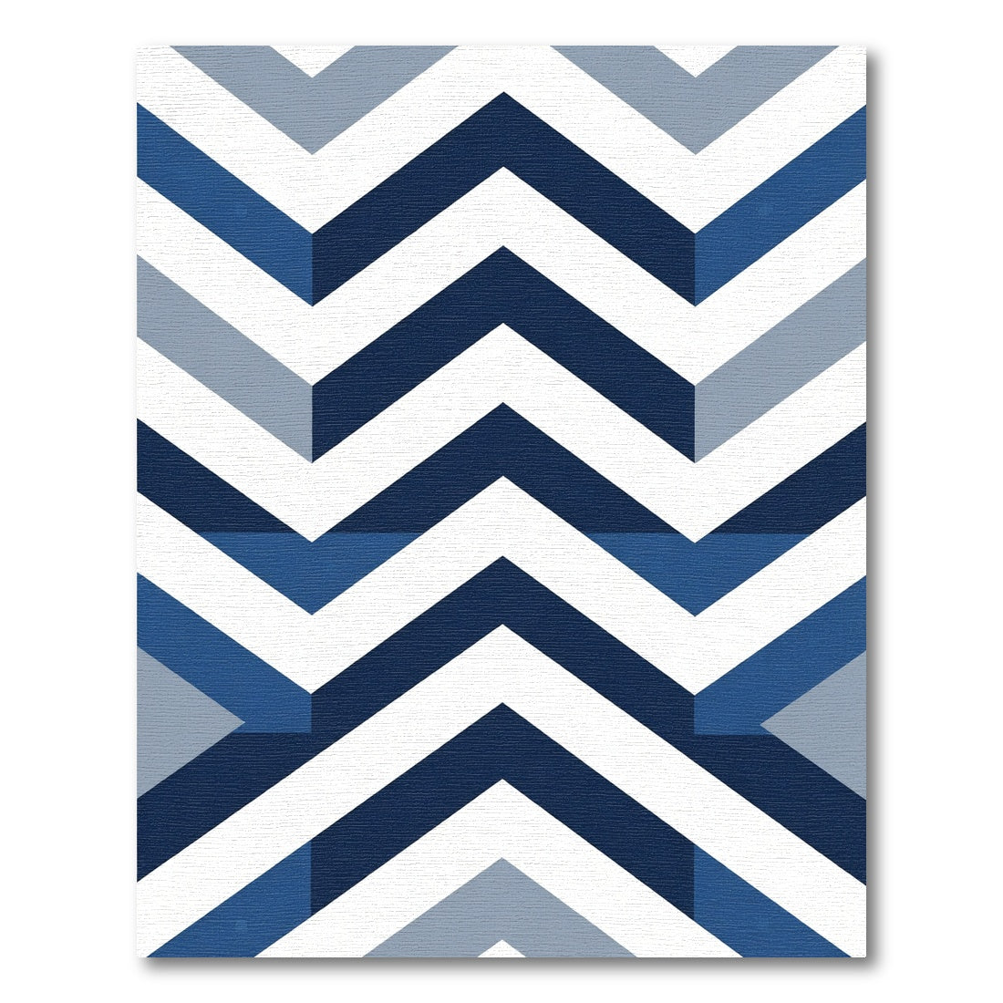 Naval Blue Geometric Chevron Zigzag Rug