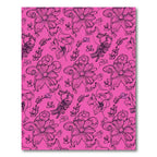 Vibrant Pink Outline Floral Cluster Rug