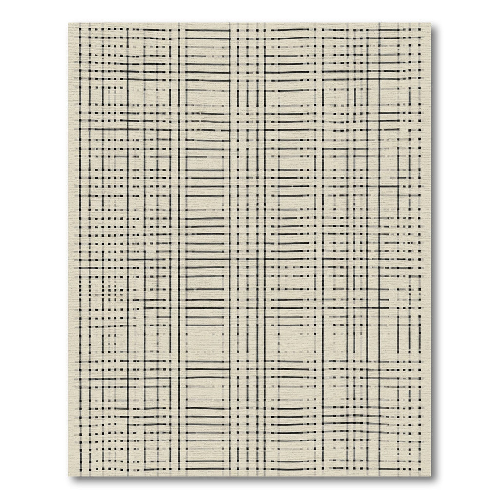 Grayscale Abstract Grid Weave Rug