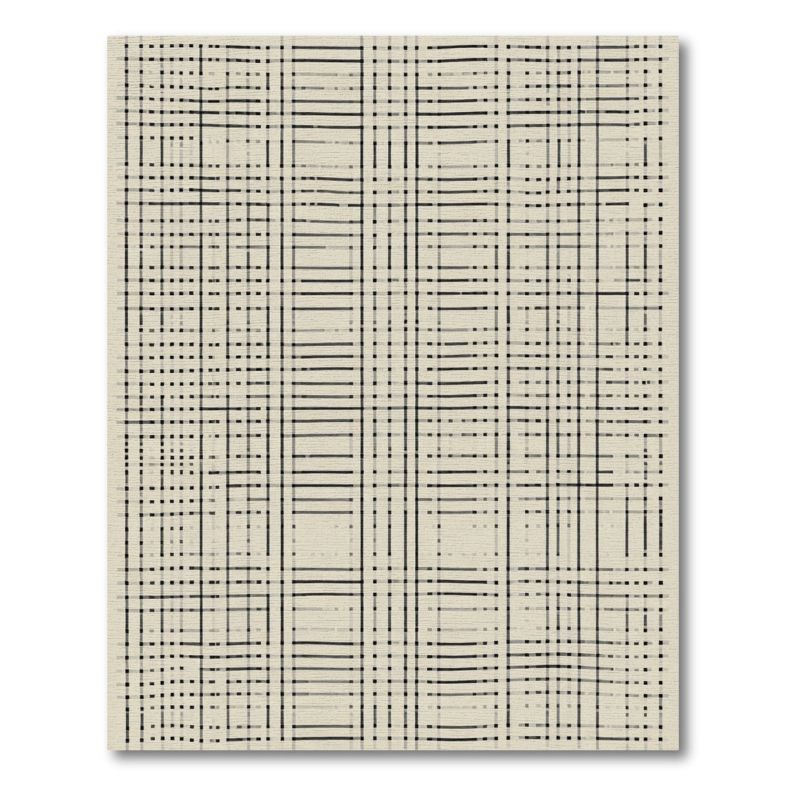 Grayscale Abstract Grid Weave Rug