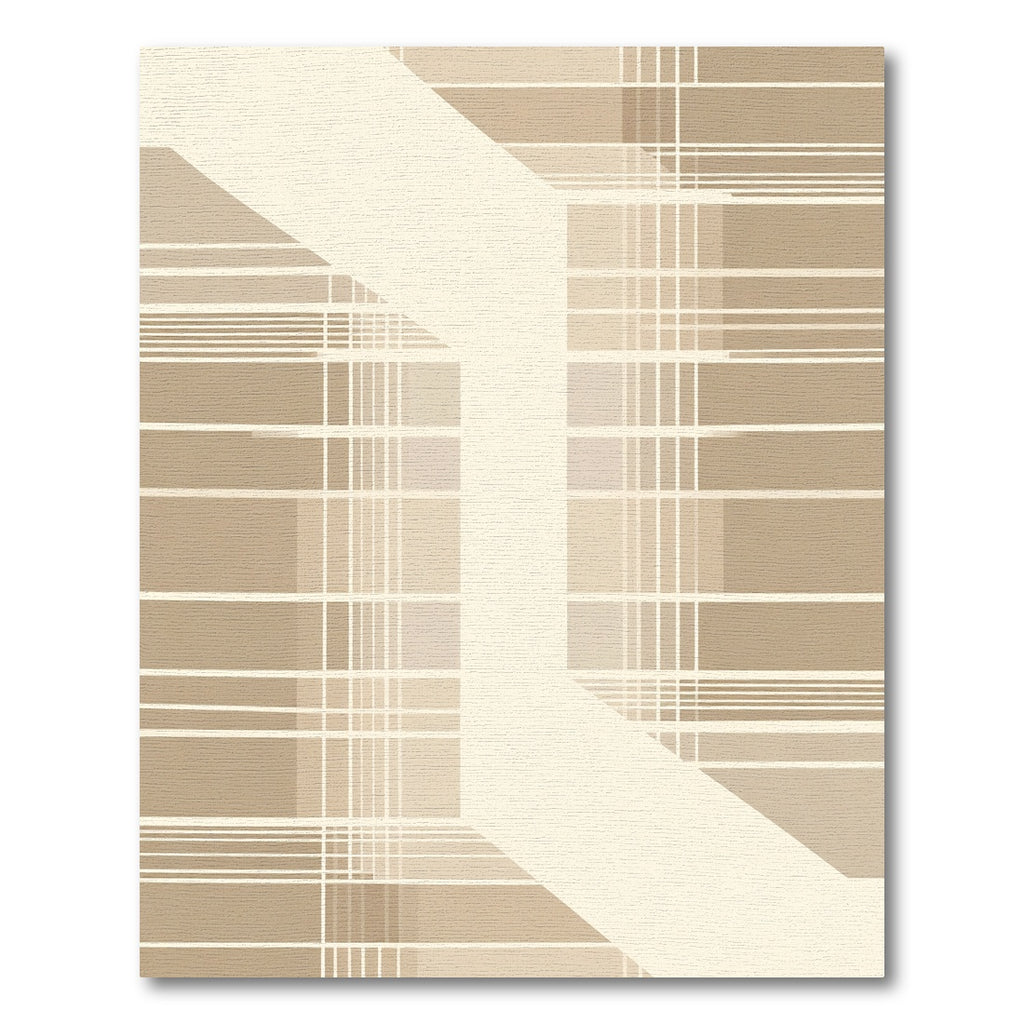 Neutral Tone Geometric Plaid Overlay Rug