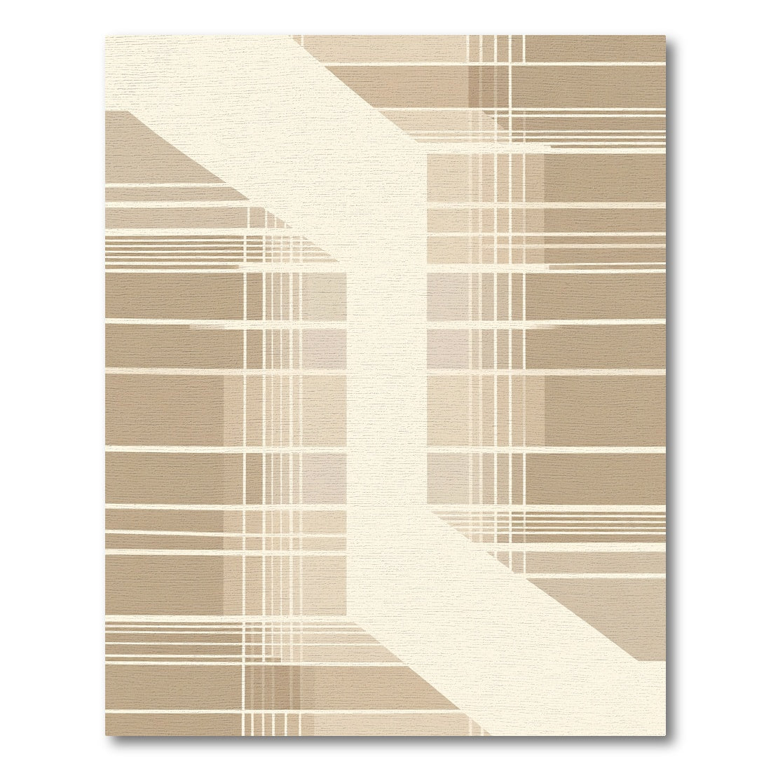 Neutral Tone Geometric Plaid Overlay Rug