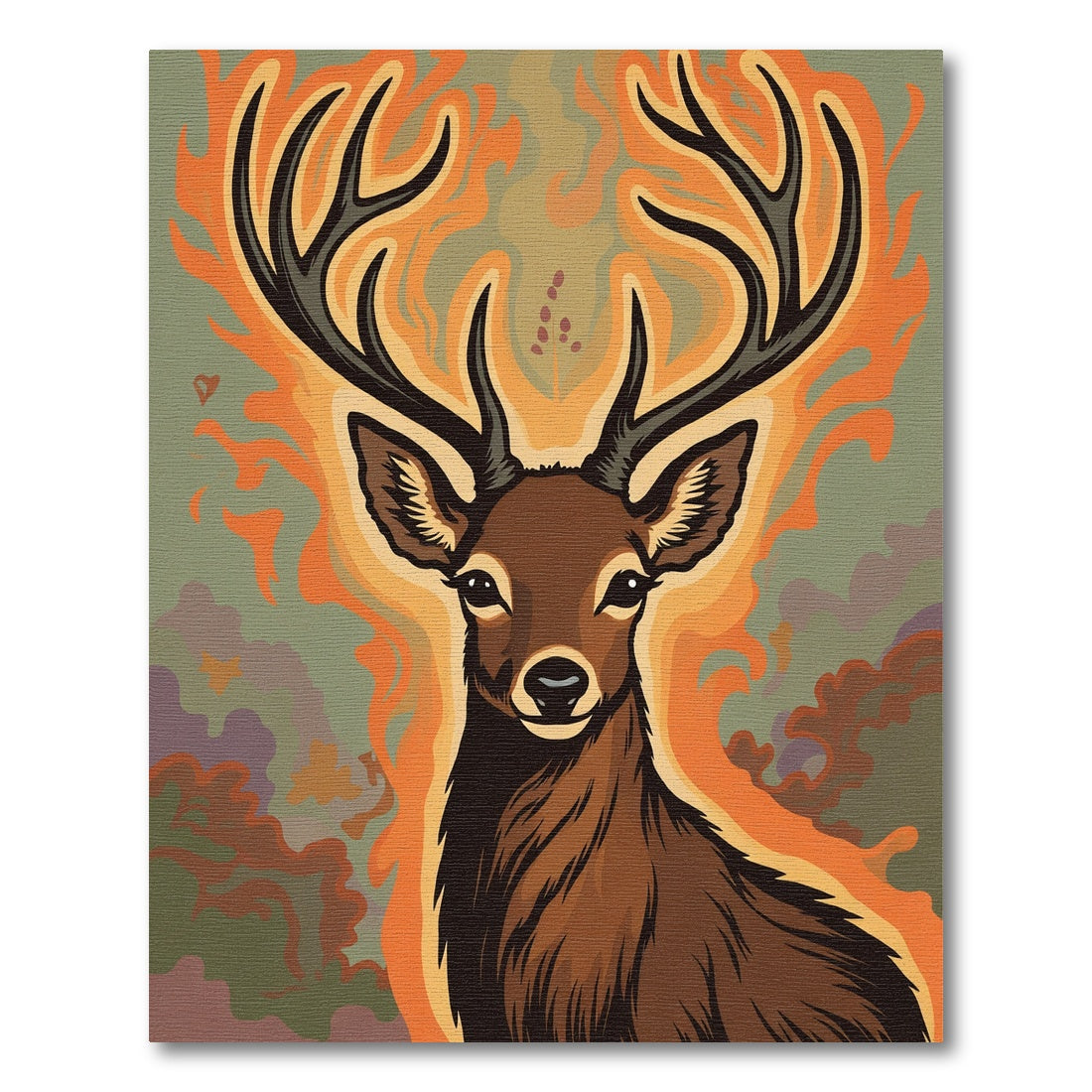 Fiery Majestic Deer Aura Rug