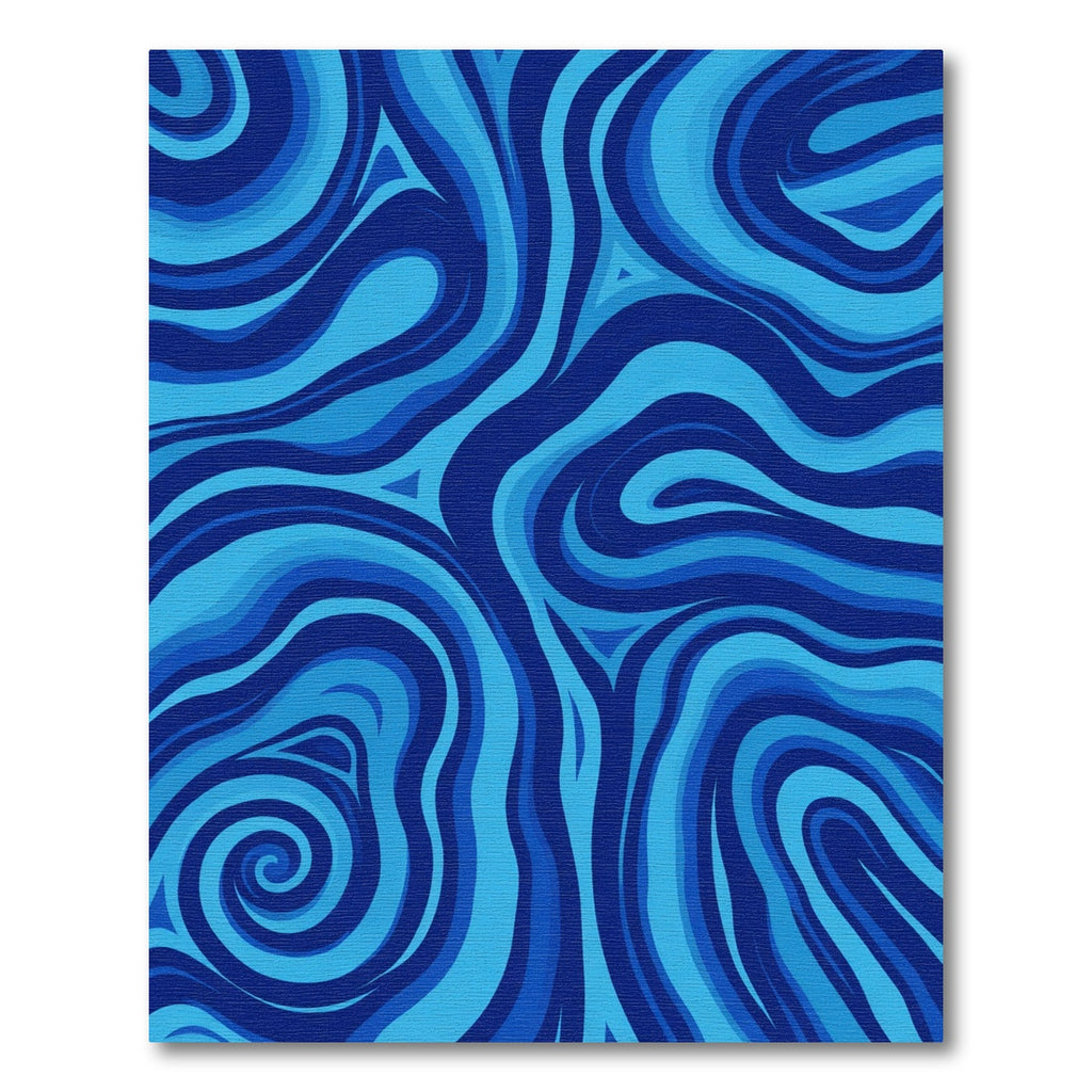 Deep Blue Swirling Abstract Waves Rug