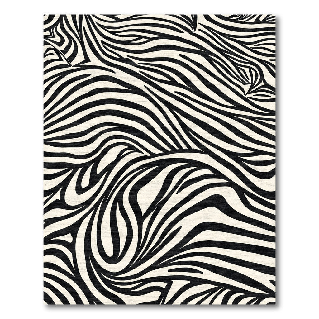 Organic Swirl Black White Lines Rug