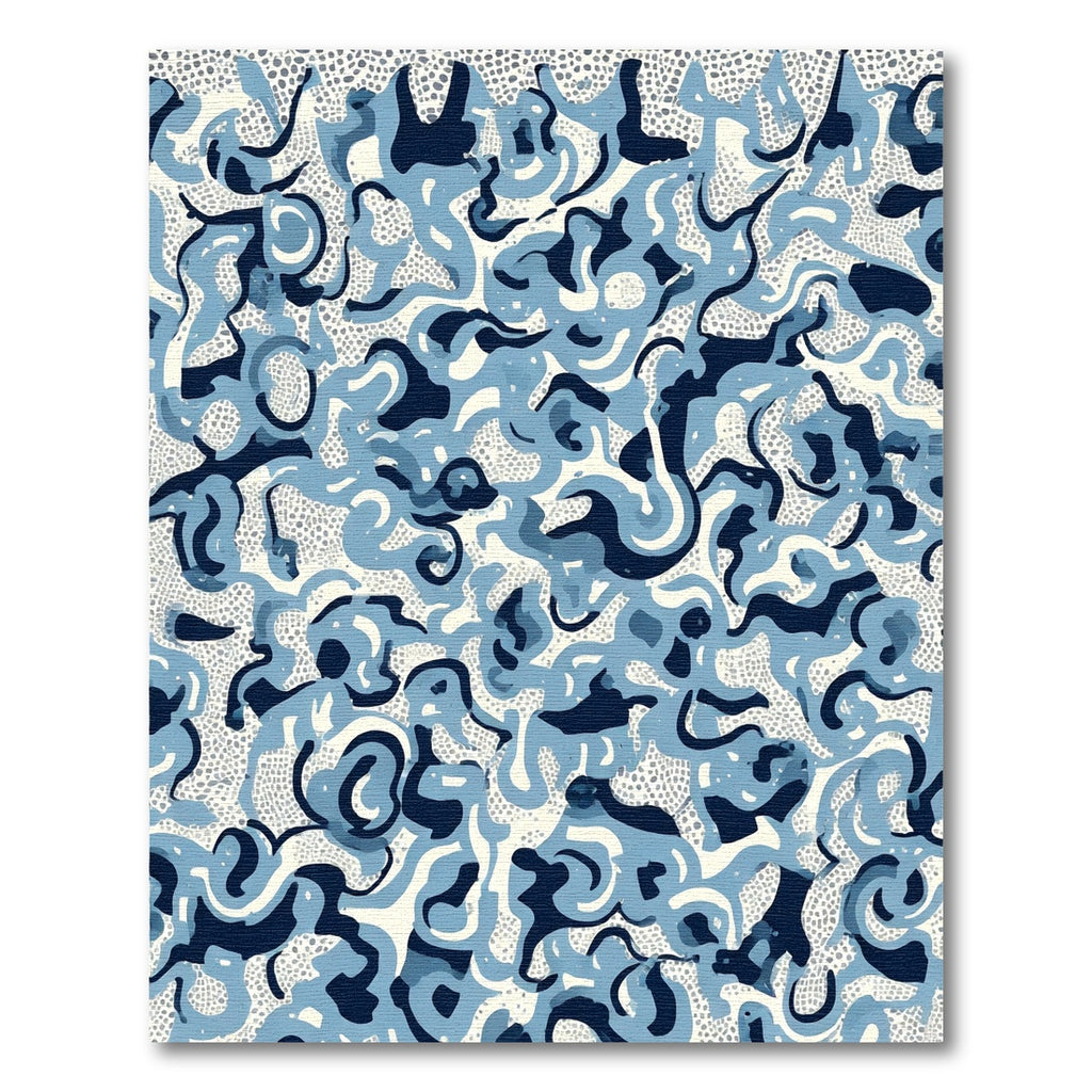Cool Blue Abstract Swirl Composition Rug