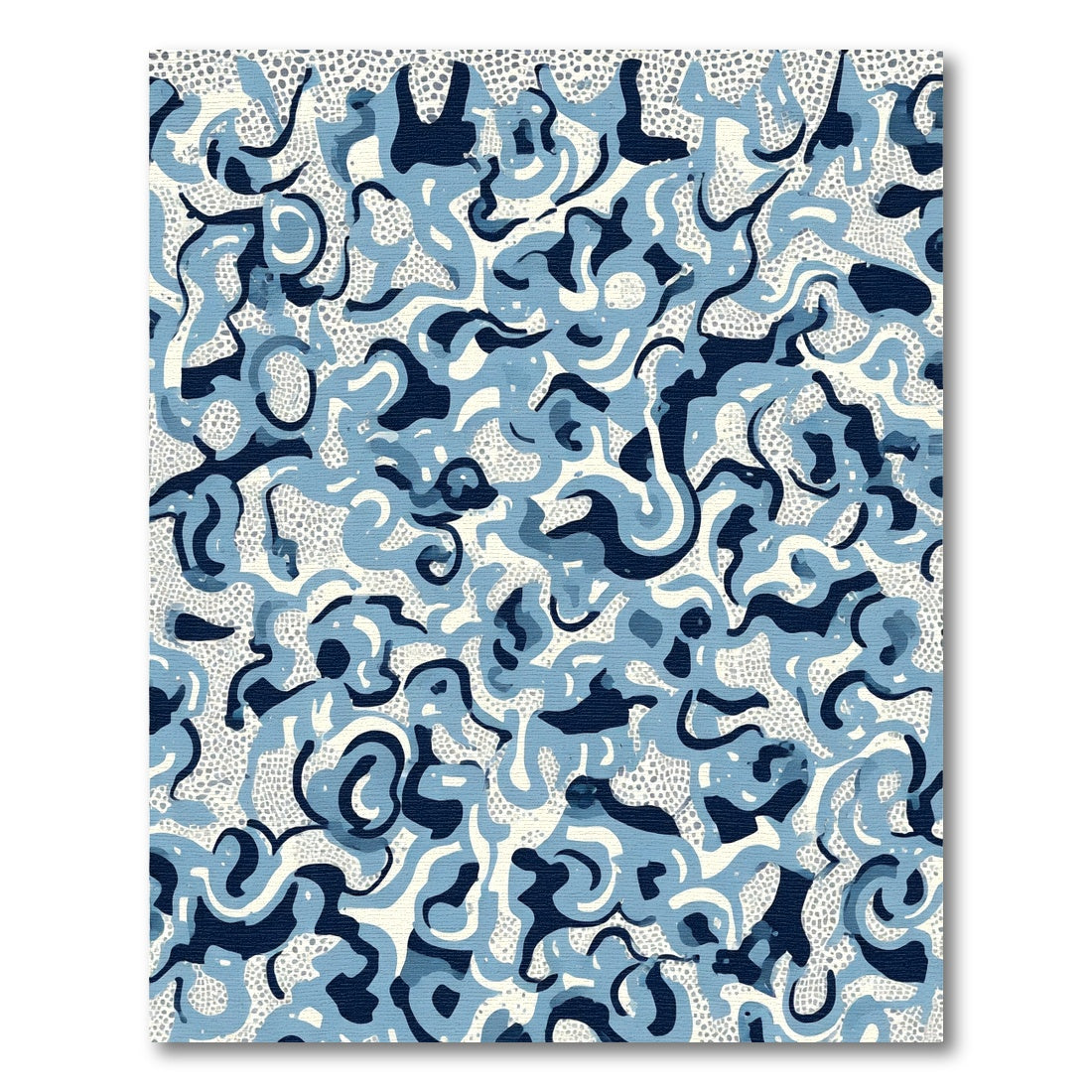 Cool Blue Abstract Swirl Composition Rug