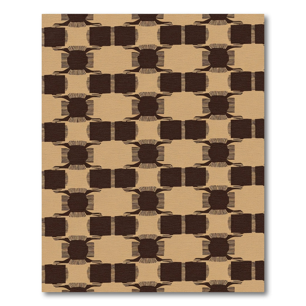 Brown Tan Checkerboard Square Motif Rug