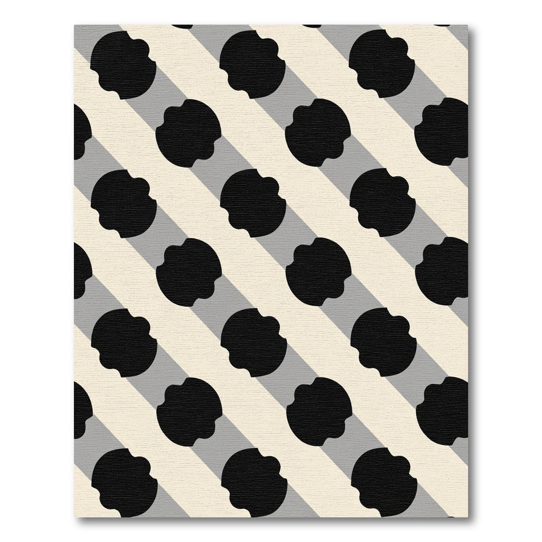 Diagonal Black And Cream Spot Rug