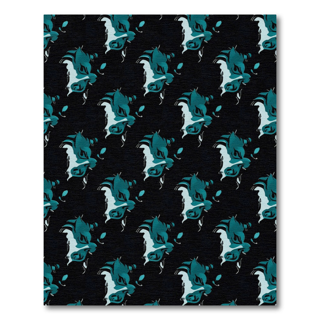 Teal and Black Organic Fluid Shapes Rug