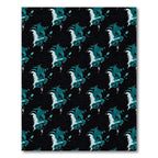 Teal and Black Organic Fluid Shapes Rug