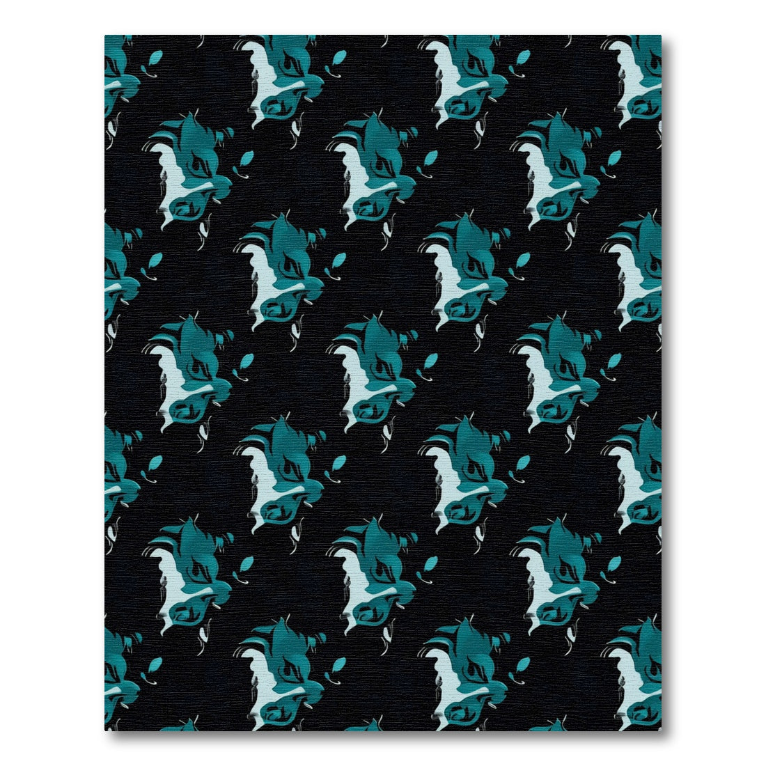 Teal and Black Organic Fluid Shapes Rug