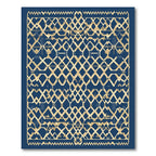Midnight Blue Geometric Lattice Rug