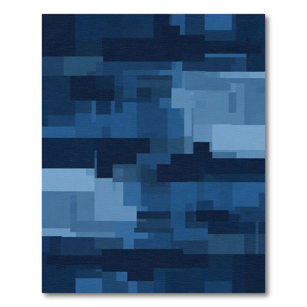 Modern Deep Blue Rectangular Abstract Rug