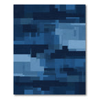 Modern Deep Blue Rectangular Abstract Rug