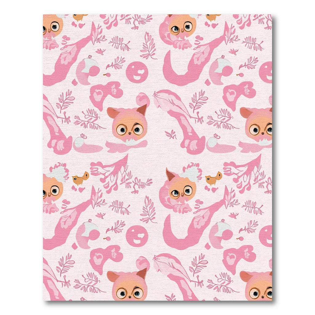 Whimsical Pink Kitten Floral Scatter Rug