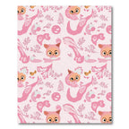 Whimsical Pink Kitten Floral Scatter Rug
