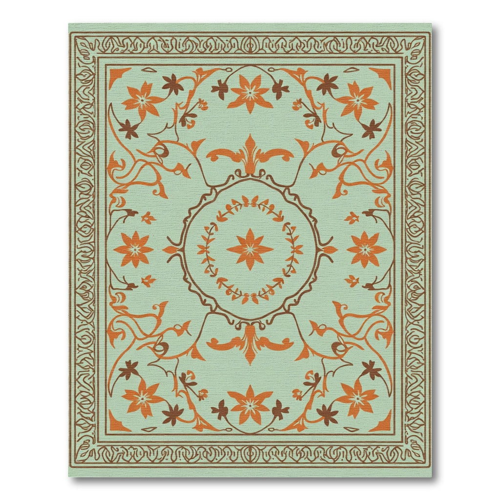 Sage Green Floral Arabesque Rug