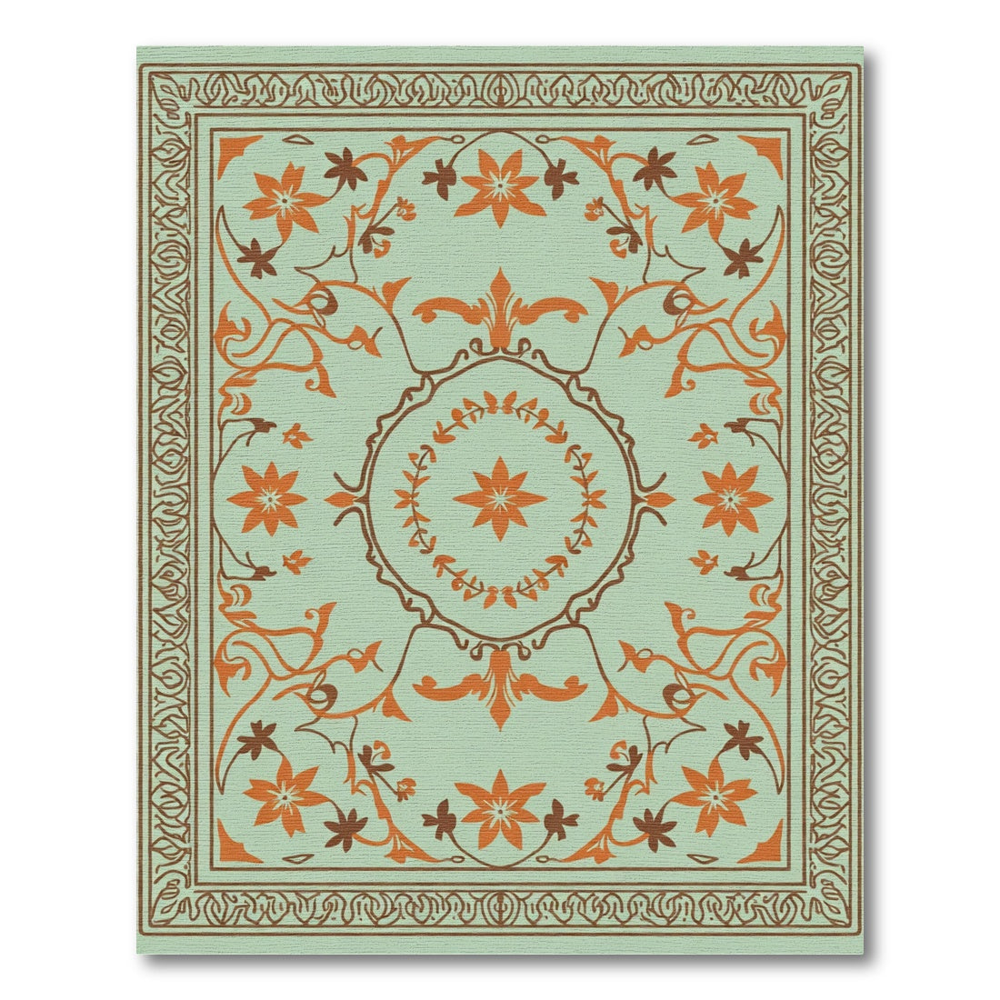 Sage Green Floral Arabesque Rug