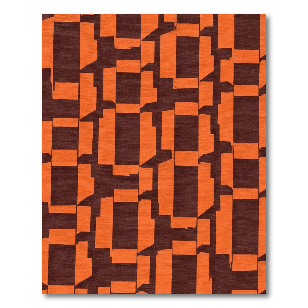 Orange Brown Geometric Blocks Rug