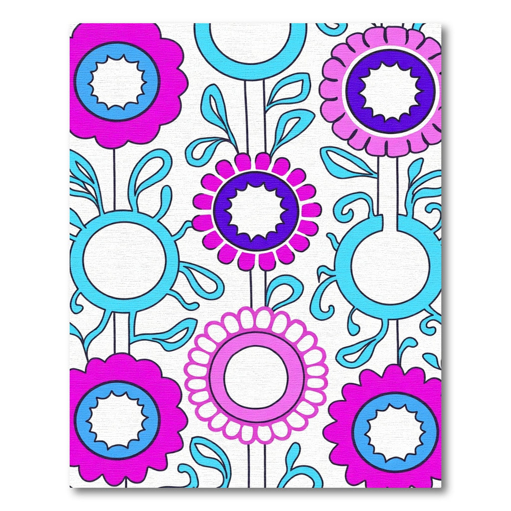 Bold Pink Blue Floral Medallion Rug