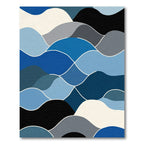 Layered Wavy Landscape Blues Rug