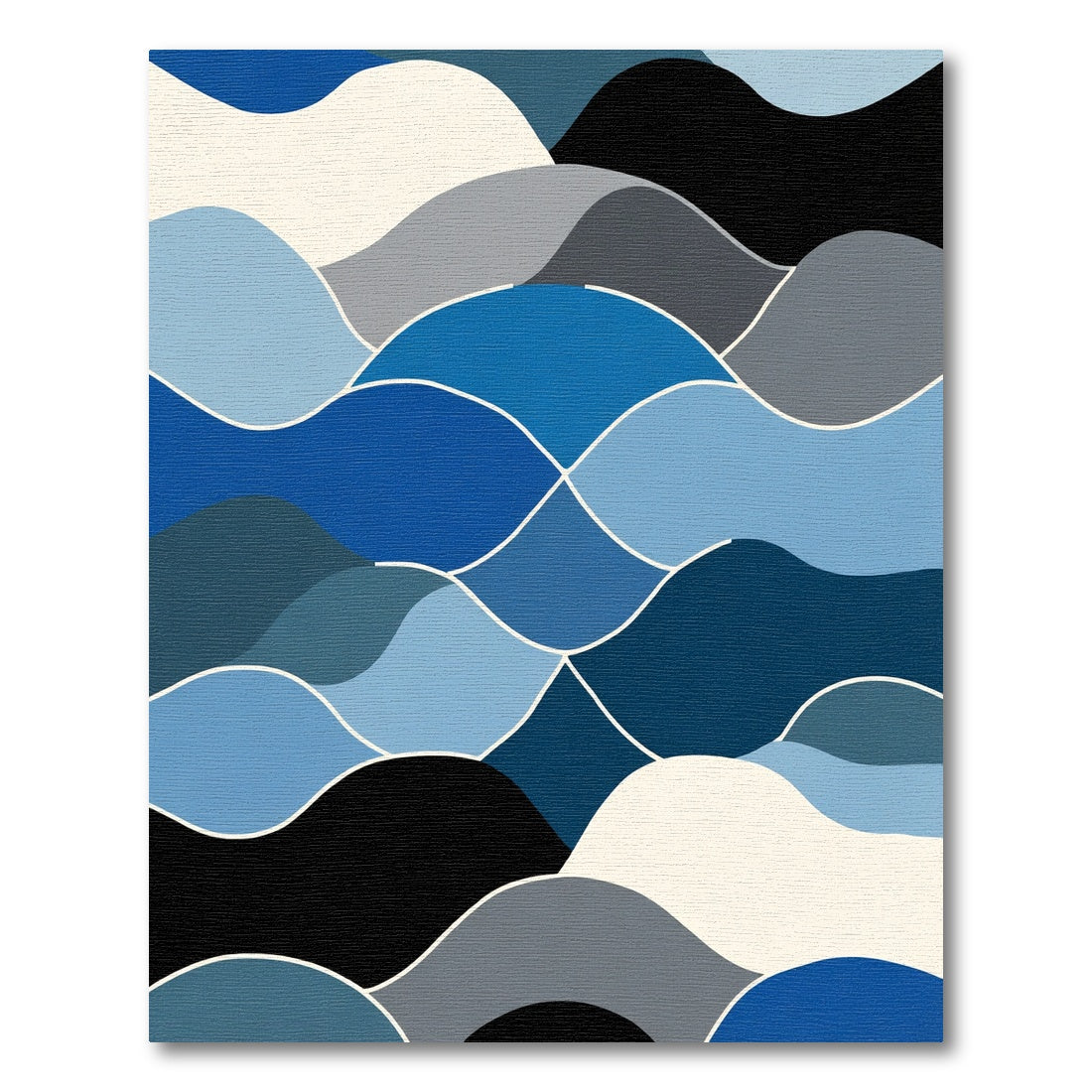 Layered Wavy Landscape Blues Rug