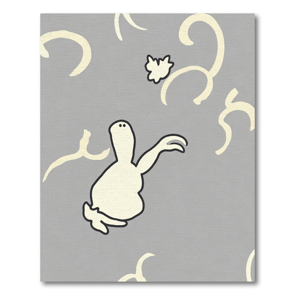 Whimsical Cream Creature Gray Swirl Rug