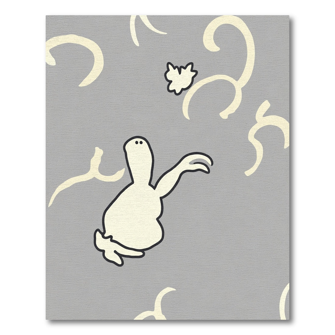 Whimsical Cream Creature Gray Swirl Rug