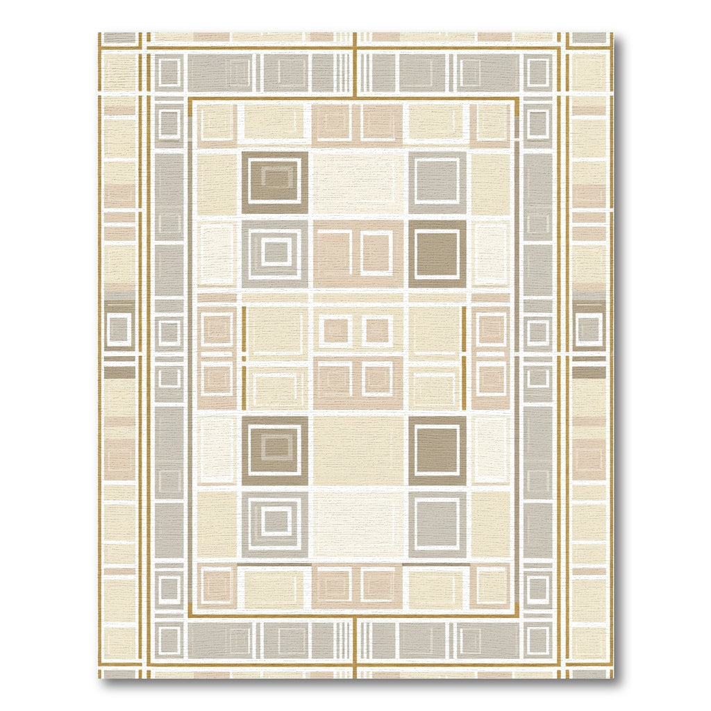 Neutral Tones Geometric Interlocking Squares Rug