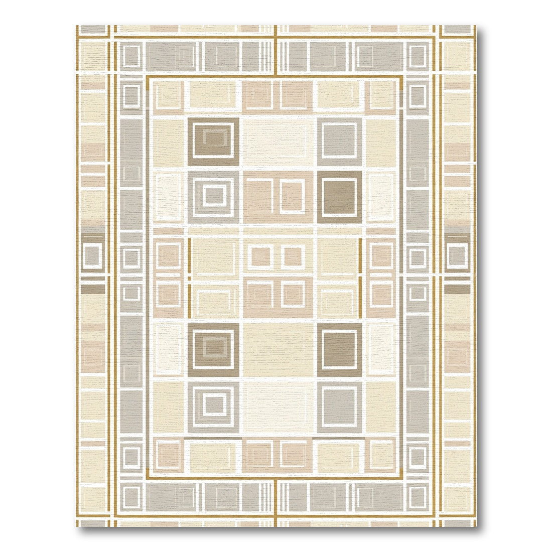 Neutral Tones Geometric Interlocking Squares Rug