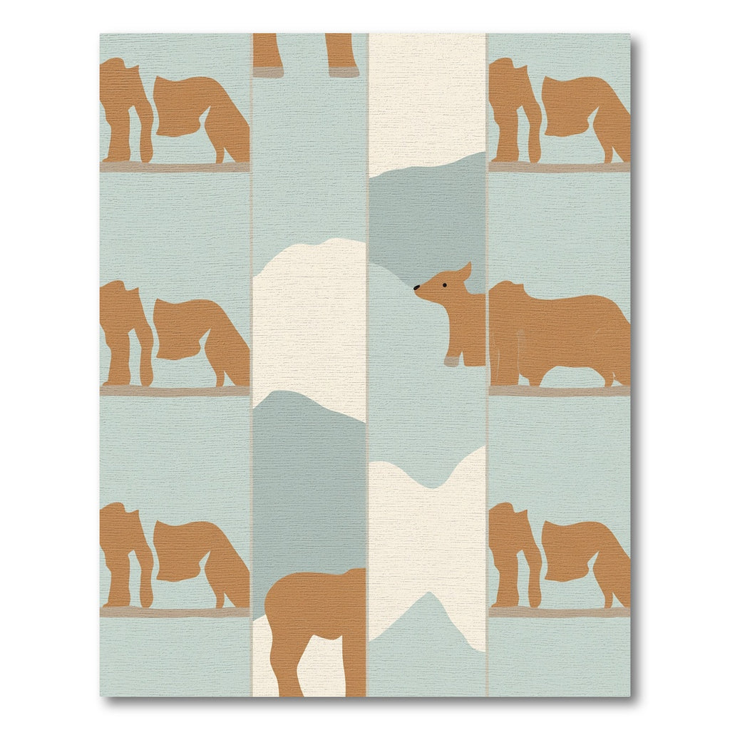 Brown Bear Landscape Pastel Blocks Rug