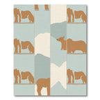 Brown Bear Landscape Pastel Blocks Rug