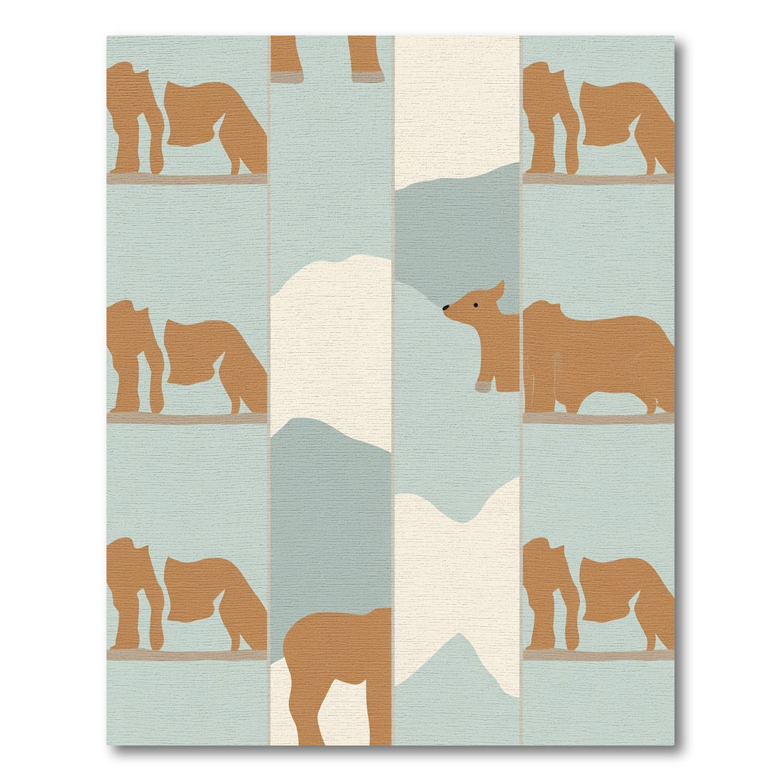 Brown Bear Landscape Pastel Blocks Rug