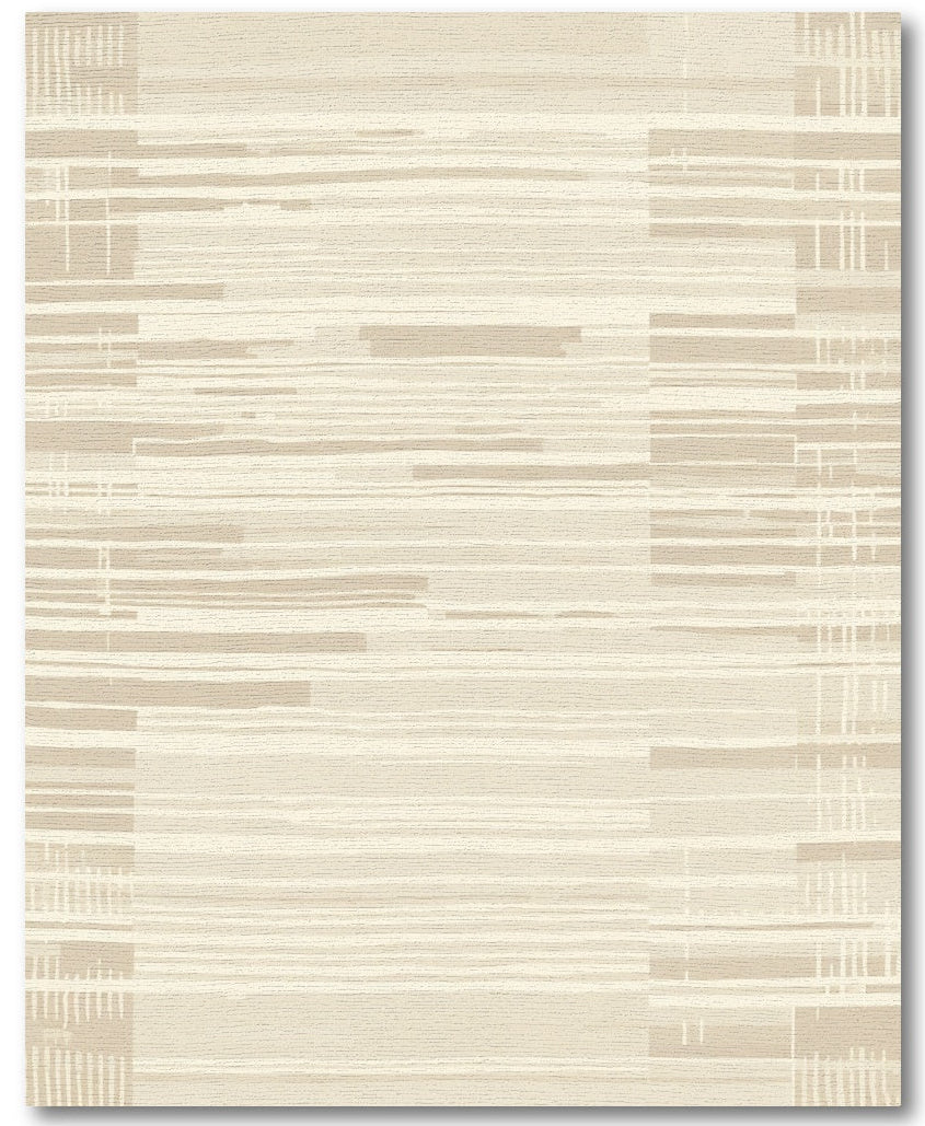 Neutral Beige Textured Stripe Rug