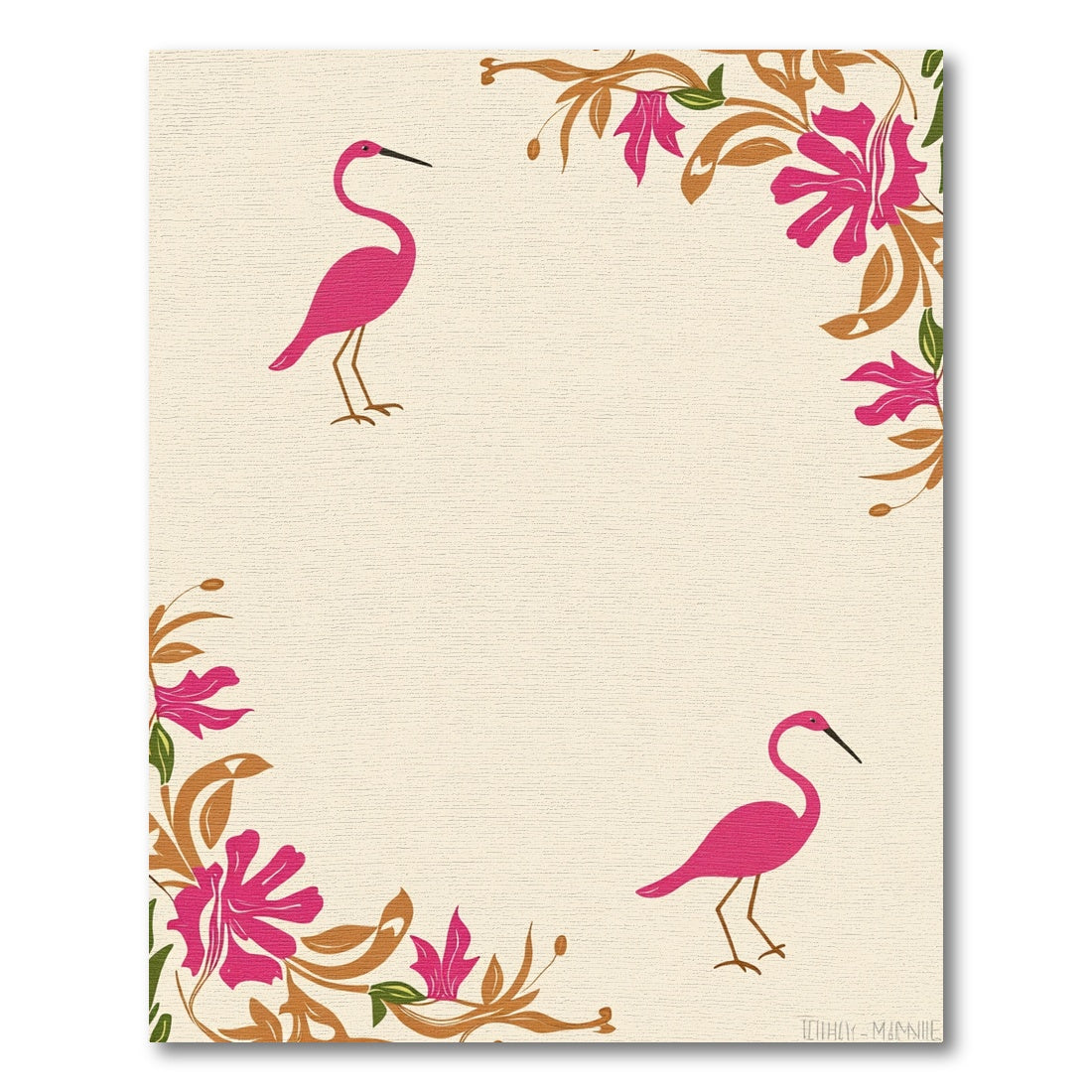 Pink Heron Floral Corner Arrangement Rug
