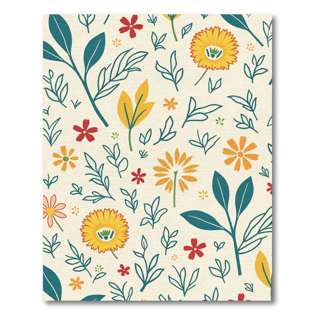 Creamy Yellow And Teal Floral Garden Rug
