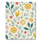 Creamy Yellow And Teal Floral Garden Rug