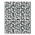 Modern Blue Black Geometric Maze Rug