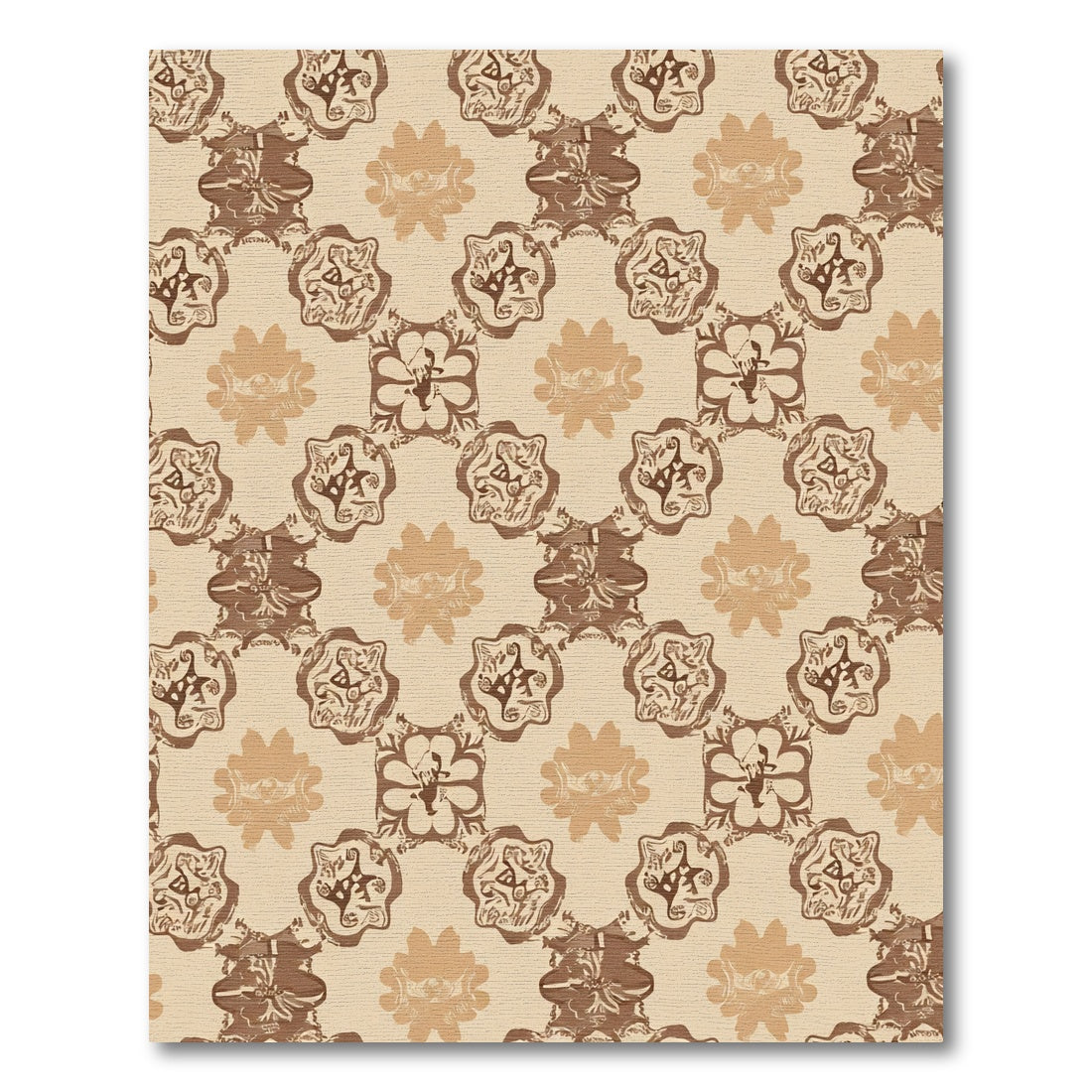 Brown Floral Medallion Arrangement Rug