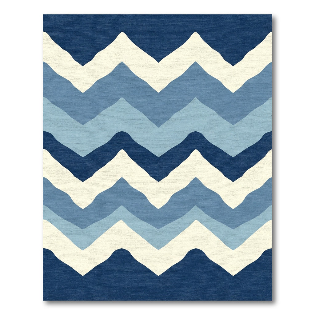 Coastal Blue Wave Chevron Rug