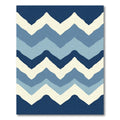 Coastal Blue Wave Chevron Rug